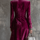 Vintage Button-down Velvet Long Blazer