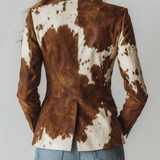 Vintage Cow Skin Printted Eco-friendly Suede Blazer