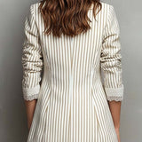 Vintage Striped Lace Short-sleeved Blazer