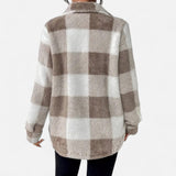 Sophie Laurent | Plush Checkered Sherpa Jacket For Women