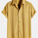 Corduroy Button Short Sleeve Shirt