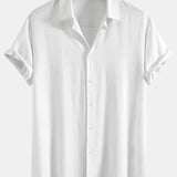 Linnen Rayon Mix Knopen Shirt & Rechte Pijpen Linnen Broek