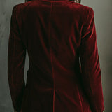 Elegant Black Collar Gold Luxury Embroidered Velvet Blazer