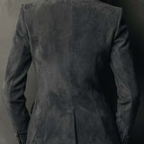 Embossed Floral Eco-Suede Blazer In Charcoal Taupe