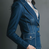 Classic Fitted Denim Jean Jacket With Pockets