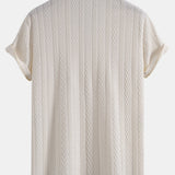 Textuur Jacquard Cubaanse Shirt & Kreukel Textuur Rechte Pantalon