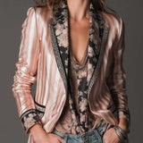 Bohemian Satin-Stripe Tailored Blazer