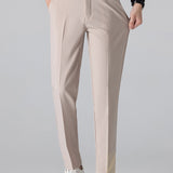 Contrast Trim Ribbed Johnny Collar Knit Polo & Slim Fit Tapered Trousers