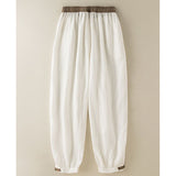 Buddha Stones Plain Cotton Drawstring Women's Harem Pants With Pockets