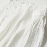 Buddha Stones Plain Color Cotton Linen High Waist Wide Leg Pants With Pockets