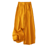 Buddha Stones Casual Solid Color One Button Women's Capri Wide Leg Pants With Pockets