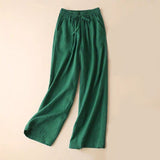 Buddha Stones Casual High Waist Lace-up Wide Leg Pants With Pockets