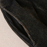 Buddha Stones Color Contrast Corduroy Cotton Women's Thermal Fleece-Lined Harem Pants With Pockets