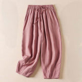 Buddha Stones Summer Small Flower Embroidery  Harem Pants With Pockets