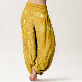 Buddha Stones Cotton Lotus Leaf Koi Fish Women's Elastic Waist Harem Pants