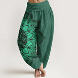 Buddha Stones Cotton Symmetrical Mandala Pattern Women's Elastic Waist Harem Pants