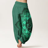 Buddha Stones Cotton Symmetrical Mandala Pattern Women's Elastic Waist Harem Pants
