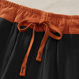 Buddha Stones Spring Casual Drawstring Solid Cotton Women's Harem Pants With Pockets