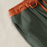 Buddha Stones Color Contrast Corduroy Cotton Women's Thermal Fleece-Lined Harem Pants With Pockets