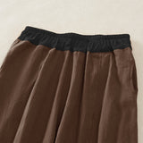 Buddha Stones Color Contrast Corduroy Cotton Women's Thermal Fleece-Lined Harem Pants With Pockets