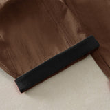 Buddha Stones Color Contrast Corduroy Cotton Women's Thermal Fleece-Lined Harem Pants With Pockets