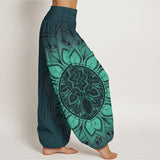 Buddha Stones Cotton Symmetrical Mandala Pattern Women's Elastic Waist Harem Pants