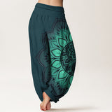 Buddha Stones Cotton Symmetrical Mandala Pattern Women's Elastic Waist Harem Pants