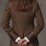 Herringbone Tweed Blazer With Printed Panels