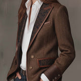 Herringbone Tweed Blazer With Printed Panels