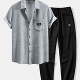 Korte Mouw Wafelshirt & Trekkoord Wafel Joggingbroek
