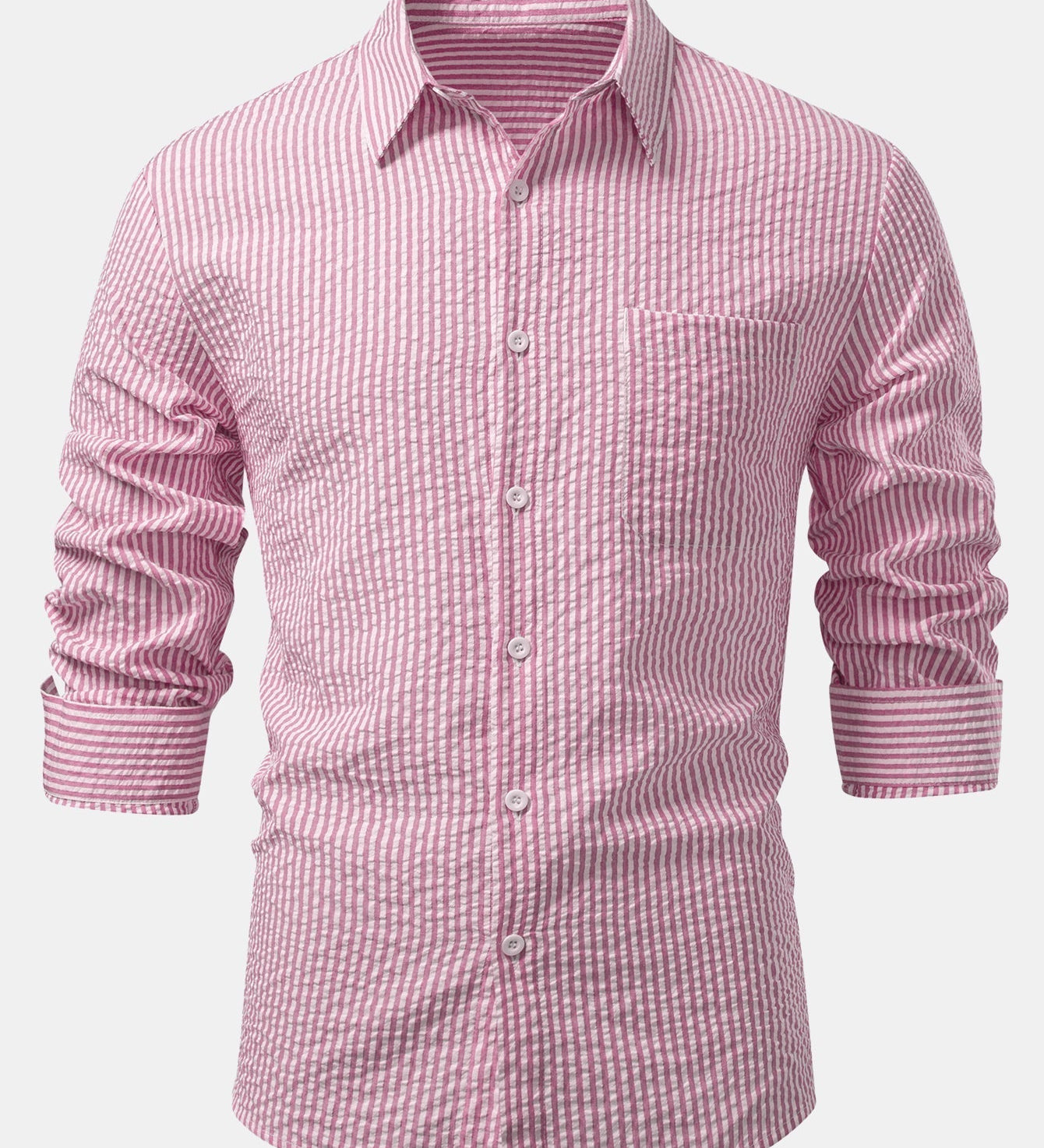 Striped Button-Up Seersucker Shirt