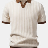 Contrast Textured Johnny Collar Polo & Slim Fit Tapered Trousers