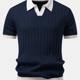 Contrast Trim Stripe Johnny Collar Polo & Slim Fit Tapered Trousers