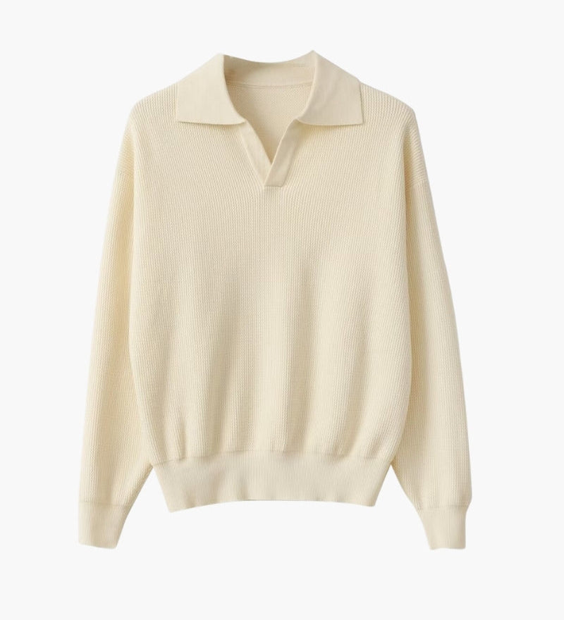 Lorenzo Virelli | Textured Knit Polo Sweater with Refined Minimalism For Men