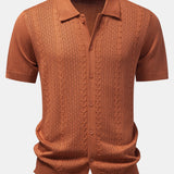 Twisted Jacquard Button Up Knit Shirt & Straight Leg Linen Pants