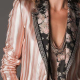 Bohemian Satin-Stripe Tailored Blazer