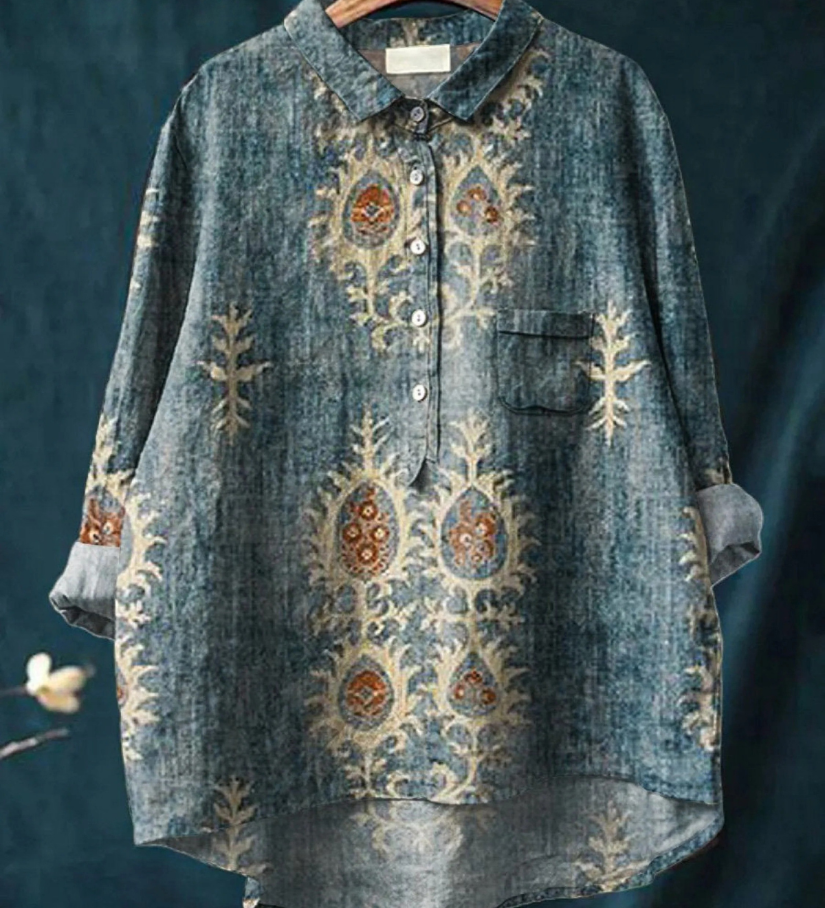 Daisy | Women's Vintage Ethnic Floral Art Print Casual Shirt