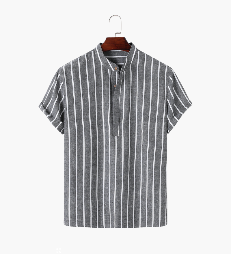 Lorenzo De Luca | Coastal Stripe Mandarin Shirt with Lightweight Comfort For Men