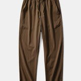 Stripe Waffle Button Up Shirt & Crinkle Textured Straight Leg Pants