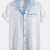 Textured Contrast Cuban Shirt & Straight Leg Pants