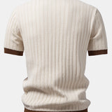 Contrast Textured Johnny Collar Polo & Slim Fit Tapered Trousers