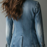 Vintage Effortless Tailoring Washed Denim Blazer