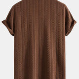 Textuur Jacquard Cubaanse Shirt & Kreukel Textuur Rechte Pantalon