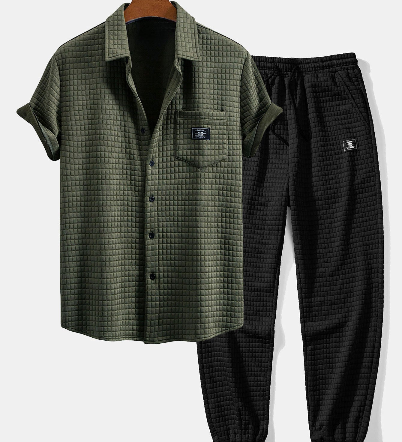 Korte Mouw Wafelshirt & Trekkoord Wafel Joggingbroek