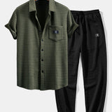 Korte Mouw Wafelshirt & Trekkoord Wafel Joggingbroek