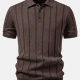 Linen Ribbed Knit Polo & Slim Fit Tapered Trousers