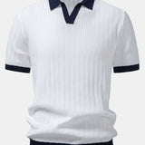 Contrast Textured Johnny Collar Polo & Slim Fit Tapered Trousers