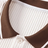 Contrast Stripe Trim Waffle Polo & Slim Fit Tapered Trousers