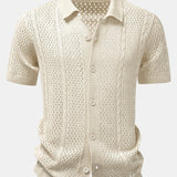 Open Knit Shirt & Straight Leg Linen Pants