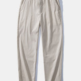 Contrast Trim Ribbed Johnny Collar Knit Polo & Elastic Waist Straight Leg Trousers